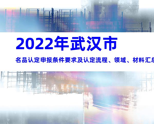 2022年武汉市名品认定申报条件要求及认定流程、领域、材料汇总