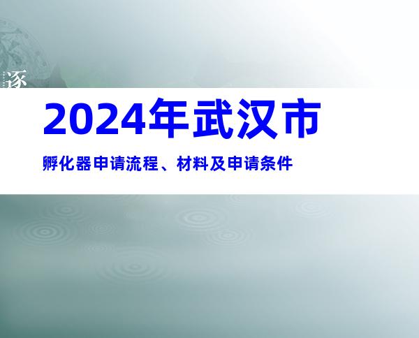 2024年武汉市孵化器申请流程、材料及申请条件