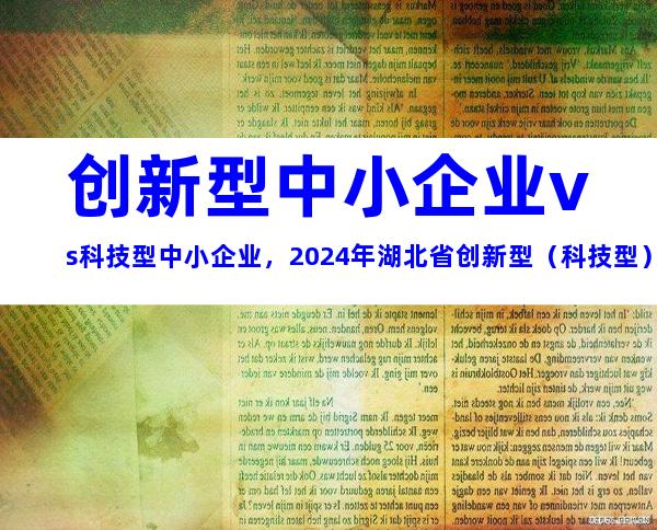 创新型中小企业vs科技型中小企业，2024年湖北省创新型（科技型）中小企业申报条件、政策支持