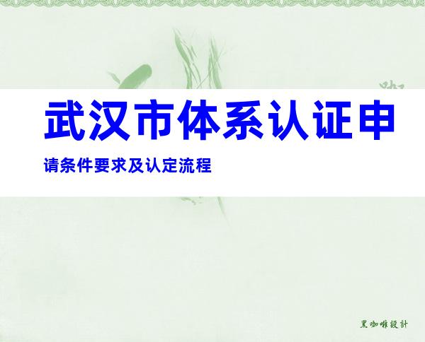 武汉市体系认证申请条件要求及认定流程