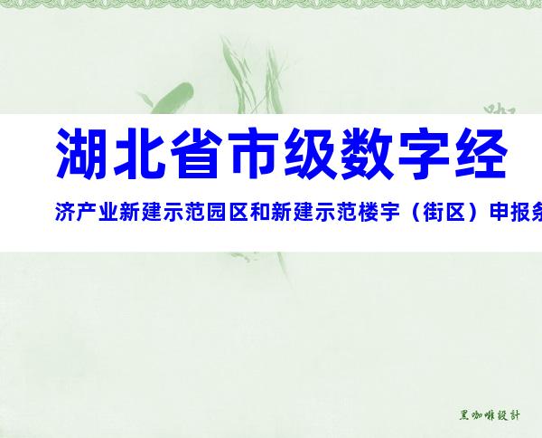 湖北省市级数字经济产业新建示范园区和新建示范楼宇（街区）申报条件对象及认定材程序指导