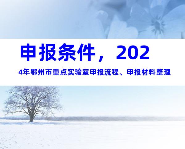 申报条件，2024年鄂州市重点实验室申报流程、申报材料整理